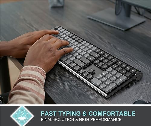 Arteck Mechanical 2.4G USB Wireless Keyboard, Tacktile Brown Switches Black