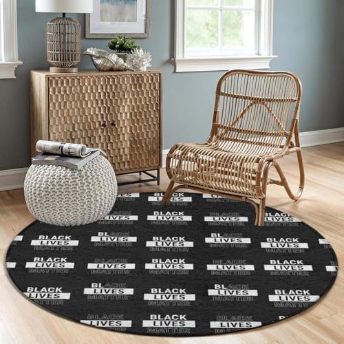 Women's Large Home Decor Mat, Soft Round Yoga Carpet, Non Slip Machine Washable Home Office Circle Rug Black Lives, 36inch