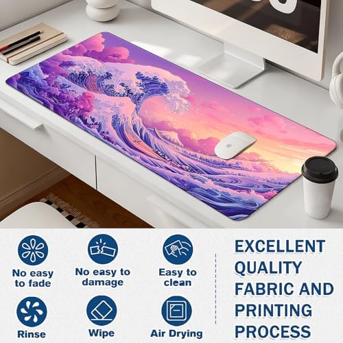Mouse Pad Gaming - Desk Mat for Keyboard and Mouse - Large Mouse Pad for Desk, Mousepad (35.4" X 15.7") with Non-Slip Base, Desks Pad Mat Office and Home