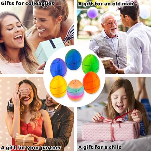 6 Pack 3D Printed Fidget Toys, Rotating Spiral Eggs, Easter Basket Stuffers