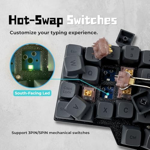 4×6 Corne Layout with knobs CORNE Wired Ergonomic Mechanical Keyboard,60% Orthol inear Layout,Hot-swappable,RGB,Vial remapping Support,pre-lubed Linear switches (Silent Switch)