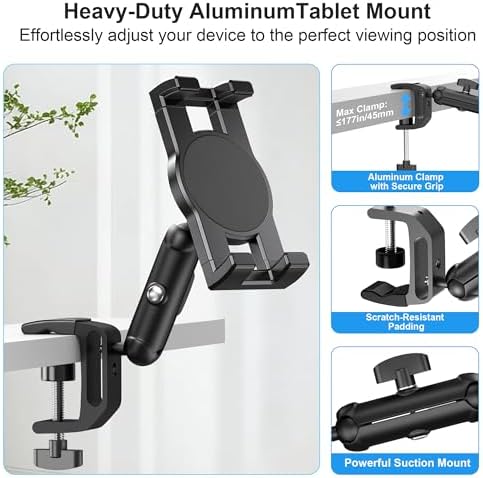 iPad Under Cabinet Mount, Kitchen Tablet Holder, iPad Desk Mount with Clamp