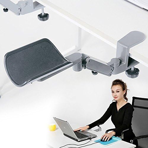 FUZADEL Ergonomic Arm Rest for Desk Rotating Computer Arm Support Clamp On Office Elbow Rest Arm Support Shelf Hand Rest 360 Degrees Rotatable Desk Tray