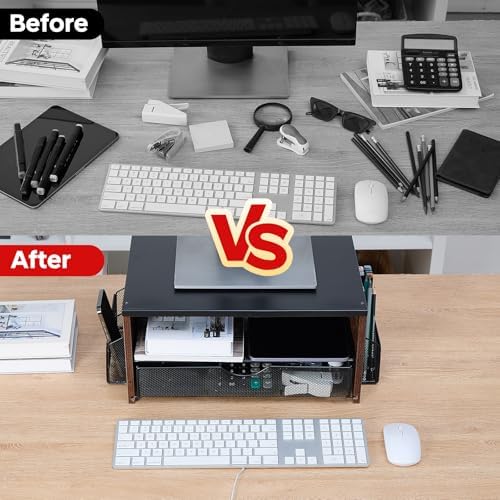 Printer Stand,Desktop Printer Stand with 2-Tier Storage Shelves