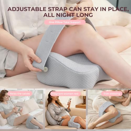 Knee Pillow for Side Sleepers, Alignment Pillow for Side Sleepers, Relief Hip & Sciatica Pain, Nourial Pillow Between Legs for Pregnant Women and Seniors (Grey)