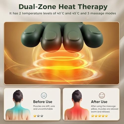 KppeX New Model Neck Massagers Pillow with Heat for Pain Relief Deep‑Tissue