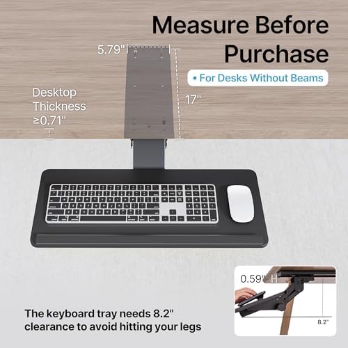 PEGZONE Keyboard Tray Under Desk Slide Out, 25 x 11 inch, Black