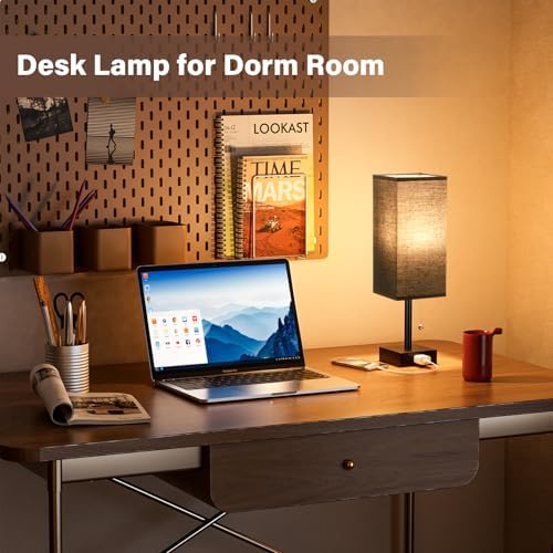 Fenmzee Bedside Lamp for Bedroom Set of 2 - Black Table Lamp for Nightstand
