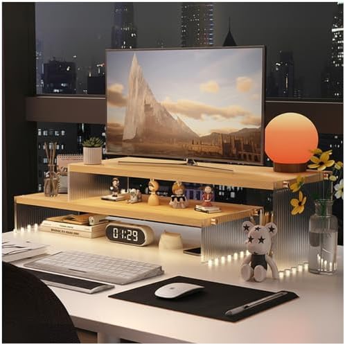 YGYQZ Adjustable Monitor Stand Riser, 7.67"×19.3" Dual Monitor Desk Stand