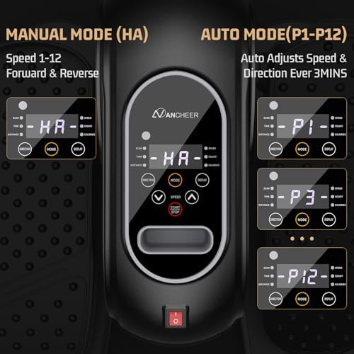 ANCHEER Under Desk Elliptical Machine - Electric Elliptical Leg Exerciser for Seniors with 12 Speeds & Remote Control, Portable Quiet Pedal Exerciser Machine for Home Office