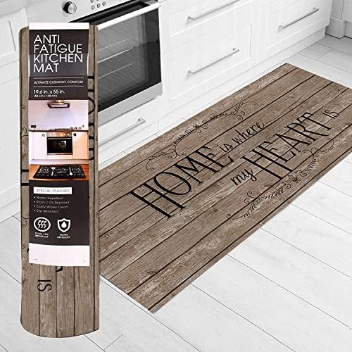 J&V TEXTILES Kitchen Mat Cushioned Anti Fatigue Floor Mat,19.6"x55", Thick Non Slip Waterproof Kitchen Rugs and Mats, Standing Mat for Kitchen,Floor,Home,Office,Desk,Sink,Laundry (Home Heartwood)