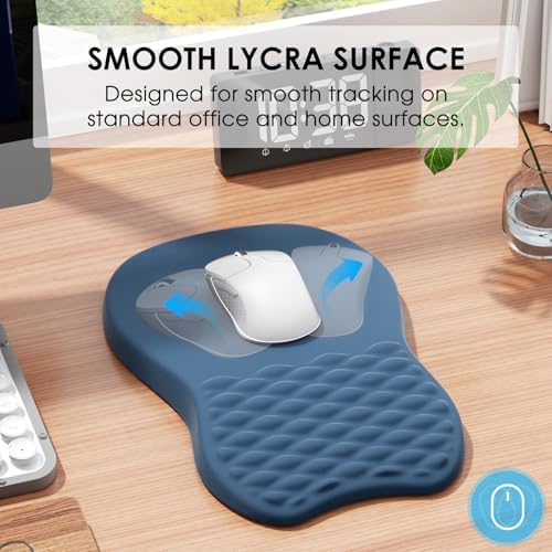 MROCO Ergonomic Mouse Pad with Wrist Support, 11.8 x 7.8 in, Navy Blue