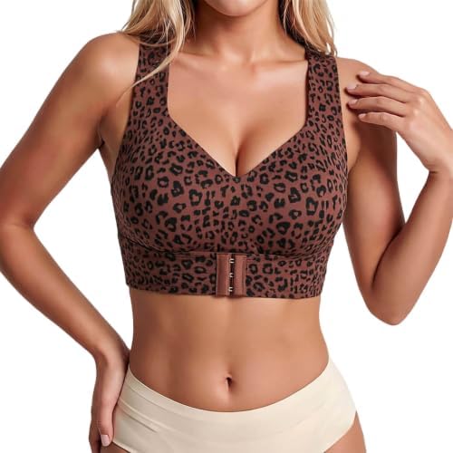 Posture Corrector Bra for Women Front Closure Cross Back Wireless Bras Seamless Full Support Push Up Bralette