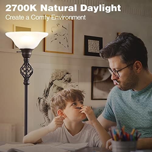 GyroVu Torchiere Floor Lamp for Living Room, LED Standing Reading Light