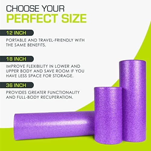 ProsourceFit High Density Foam Rollers 36 - inches long,Firm Full Body Athletic Massage Tool for Back Stretching, Yoga, Pilates, Post Workout Muscle Recuperation, Purple