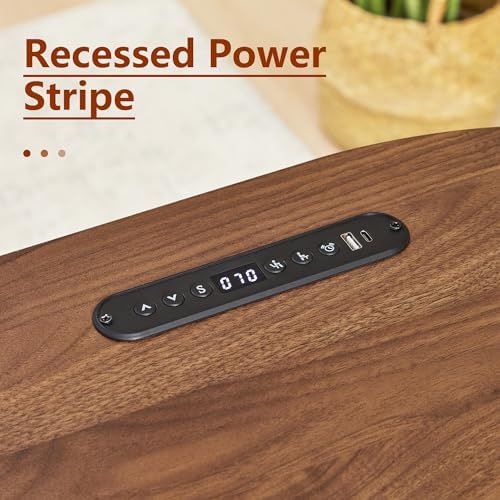55" L Shaped Oval Electric Wood Standing Desk with Storage