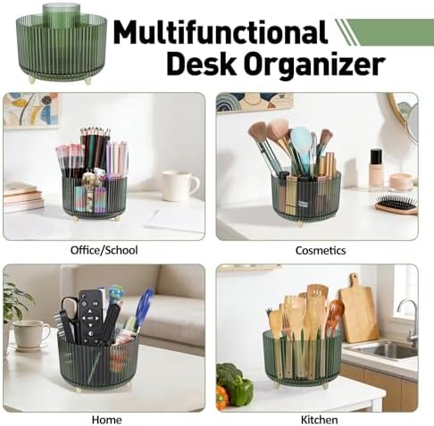 360 Rotating Pen Pencil Holder for Desk, Pen Organizer with 5 Slots