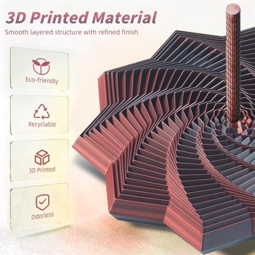 3D Printed Expanded Sensory Fidget Star, Fractal Stress Relief Spinning Tower Toy with Handle, Polygonal Honeycomb Whirling Spiral Design, Stocking Stuffers Gift for Adults Teens ADHD Office Desk