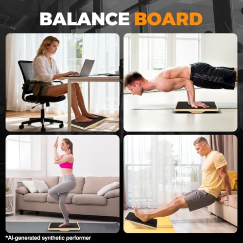 Wooden Rocker Balance Board for Adults Anti-Slip 350LBS Balance Trainer for Standing Desk, Physical Therapy & Core Strength – Durable Wooden Rocker Board for Office & Rehab
