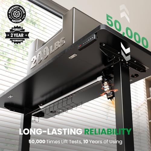 Electric Standing Desk Adjustable - 55 x 24 Inch Sit Stand up Desk with 0.8 Inch Thick Tabletop - Adjustable Height Table with 3 Memory Preset, Cable Management for Home Office