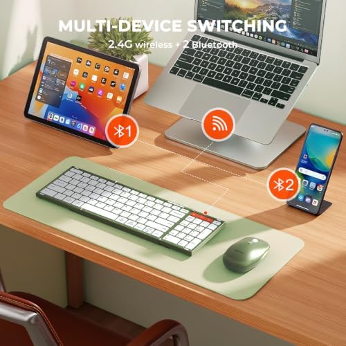 MEETION Foldable Bluetooth Keyboard and Mouse, Portable Combo Green