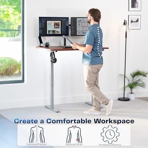 VIVO Dark Walnut 48 x 30 in Standing Desk, DESK-KIT-1G5D