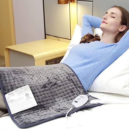 Ruqiji 17''x33'' XXXL King Size Heating Pad with 6 Temperature Settings, Flannel Electric Heating Pad/Pain Relief for Back/Neck/Shoulders/Abdomen/Legs(Gray)