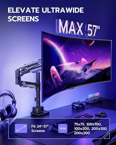 ARES WING Ultrawide Monitor Arm for 24 to 57 Inch Screen, Black