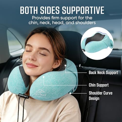 SkytraxComf® Travel Neck Pillow with Hood for Privacy on Long Flights