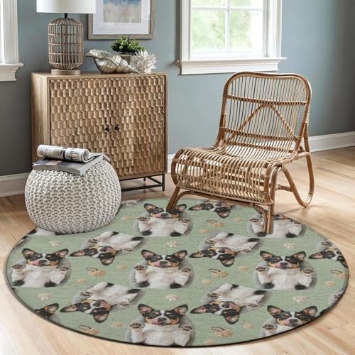 Fashion Round Area Rug Large Non Slip Carpet Unisex Home Decor Mat Cute Chihuahua Dog, 24inch