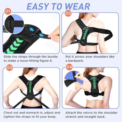 Posture Corrector for Women and Men, Adjustable Back Brace Posture Corrector for Upper & Mid Spine Support, Breathable Back Brace for Improving Neck, Shoulder and Back Posture Pain Relief