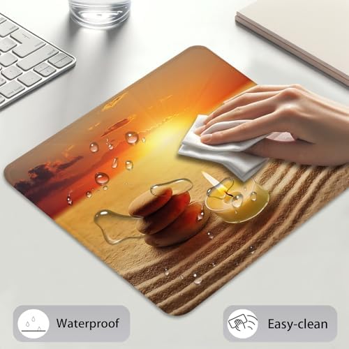 Meditation Zen Spa Yoga Mouse Pad, Stones & Candle Sunset Beach Desk Mat