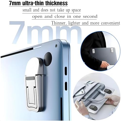 2PCS Laptop Stand Portable,Adjustable Laptop Riser, Ergonomic Cooling Mini Invisible Notebook Stand Riser for Desk Computer Keyboard MacBook Universal 10-17 Inch (Silver)