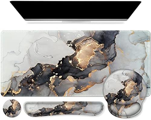 iCasso Grey Marble Mouse Mat 35.4"x15.7", Computer Pad for Teacher