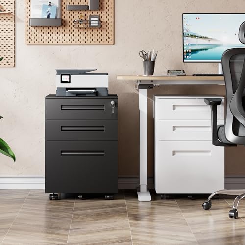 DEVAISE 3 Drawer Mobile File Cabinet, Fully Assembled Except Casters