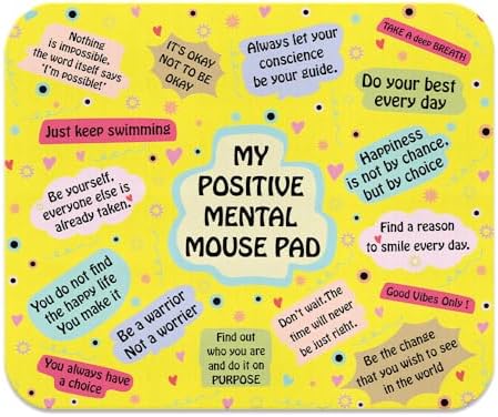 Non-Slip Rectangle Mousepad, WIRESTER Positive Mental Quotes Yellow Background Mouse Pad for Home, Office and Gaming Desk