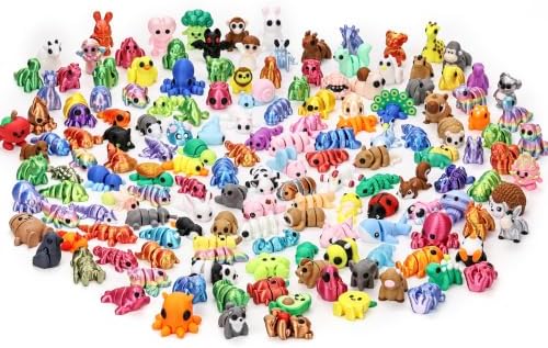 160pcs 3D Printed Animals Perfect Basket Stuffing with an Articulated Crystal Dragon Fidget Toy, Goodie Bag Stuffers for Kids Boys and Girls Valentines Days Gift