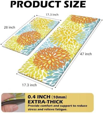 Kitchen Mats Set of 2 Cushioned Anti Fatigue Kitchen Rugs Waterproof Non Slip Kitchen Runner Memory Foam Kitchen Floor Mat Comfort Standing Mat for Sink,Office,Laundry
