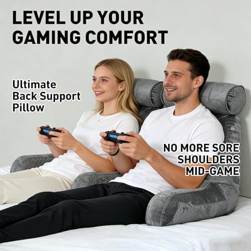 Reading Pillow for Adults Sitting Up in Bed, Backrest with Arms
