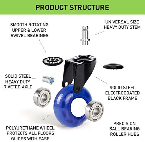 2 inch Office Chair Caster Wheels, Smooth Silent Swivel Wheels