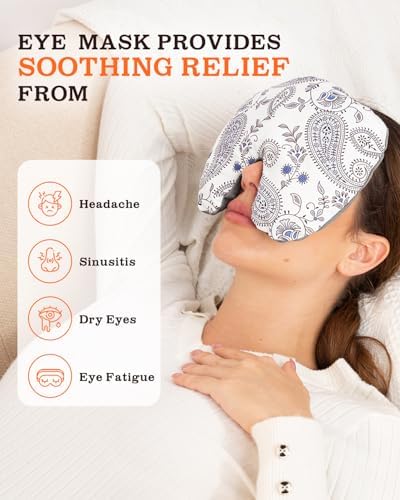 Weighted Sinus Mask, Warm Cold Compress Eye Mask for Dry Eyes, Migraine, Sinus Pressure Relief, Stress, Eye Pillow Microwavable Face Heating Pad for Puffy Eyes, Self-Care Gifts for Women (8x7 Inch)