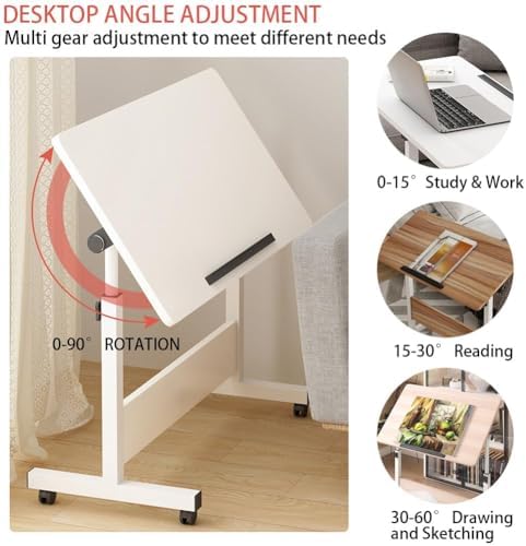 Takywep Adjustable Height Rolling Standing Desk, Mobile Foldable Sit Stand Workstation with Wheels for Laptop, Small Space Home Office Computer Table