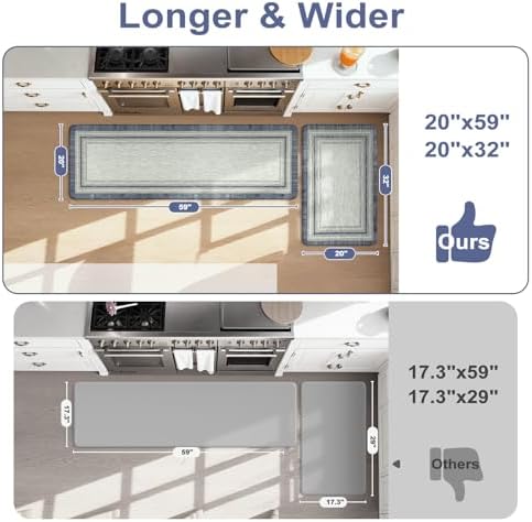 KIMODE Anti Fatigue Kitchen Mats for Floor 2 Piece,Farmhouse Kitchen Rugs