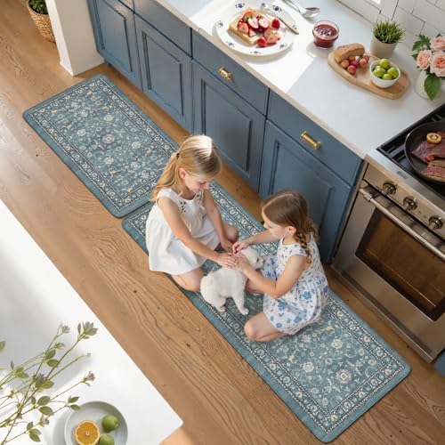 KIMODE Kitchen Floor Mat Anti Fatigue, Cushioned Kitchen Rug 2 Piece