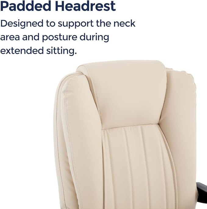 Orbis 4-Point Kneading Heated Massage Office Chair with Foot Rest | 500lbs Big & Tall Ergonomic Executive Desk Chair for Heavy People | Reclining Home Office Computer Chair | Leather Beige