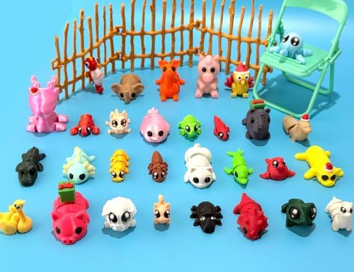30PCS Random 3D Printed Animal Figurines, Articulated Flexible Fidget Toys