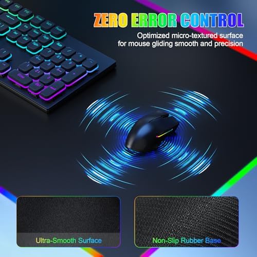 Mouse Pad with Foldable Phone Holder & Wireless Charger, XL RGB Gaming Mousepad 31.5"x11.8" Large Desk Mat for Keyboard, Home Desk Pad with Dual Qi Charging Station | 11 Colors & 5 Modes | Waterproof