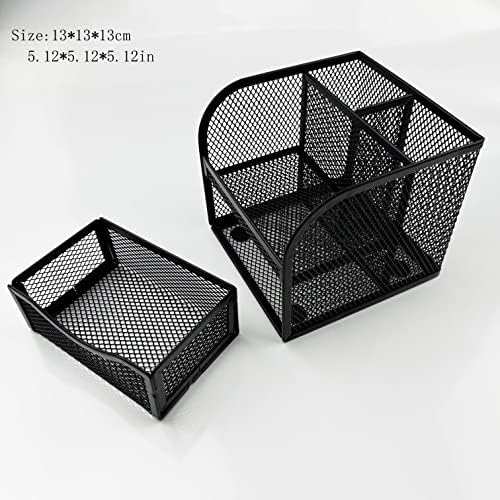 Fengtaiyuan T11, Black Square Metal Wire Mesh Pencil Holder, Pencil Cup, Pen Holder, Desktop Organizer, Office Storage Box (T11)