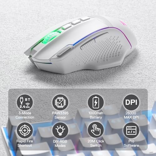 Redragon M991 3-Mode Wireless RGB Gaming Mouse 26000 DPI Remapping Keys