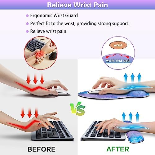 Mouse Pad Purple, Mouse Pad with Wrist Rest Set, 3-in-1